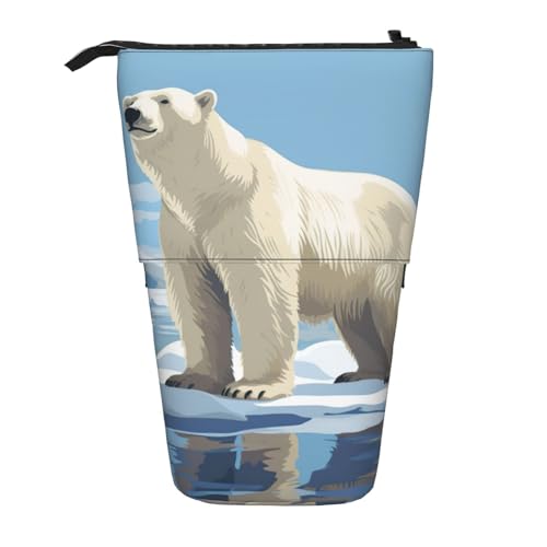 Lixlzh Eisbär-Eisdruck-Teleskop-Federmäppchen aus Polyester, Stifthalter, Schreibwaren, Büro, Organizer, Box, Schwarz, Einheitsgröße, Art-Deco, Schwarz , Einheitsgröße, Art déco von LIXLZH