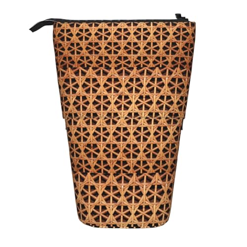 Lixlzh Geflochtenes Gittermuster Teleskop-Stifttasche aus Polyester, Stifthalter, Schreibwaren, Büro, Organizer, Box, Schwarz, Einheitsgröße, Art-Deco, Schwarz , Einheitsgröße, Art déco von LIXLZH