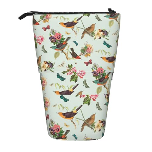 Lixlzh Teleskop-Federmäppchen mit Vogelmuster, Polyester, Stifthalter, Schreibwaren, Büro, Organizer, Box, Schwarz, Einheitsgröße, Art-Deco, Schwarz , Einheitsgröße, Art déco von LIXLZH