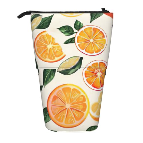 Lixlzh Teleskop-Federmäppchen mit Zitrusfrüchtenmuster, Polyester, Stifthalter, Schreibwaren, Büro, Organizer, Box, Schwarz, Einheitsgröße, Art-Deco, Schwarz , Einheitsgröße, Art déco von LIXLZH