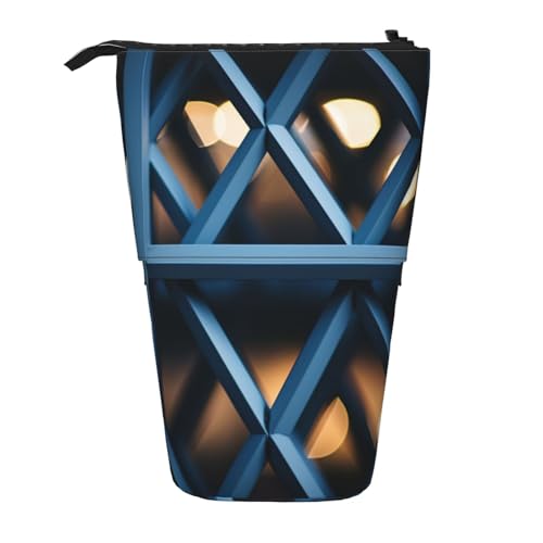 Lixlzh Teleskop-Stifttasche mit blauem Gittermuster, Polyester, Stifthalter, Schreibwaren, Büro, Organizer, Box, Schwarz, Einheitsgröße, Art-Deco, Schwarz , Einheitsgröße, Art déco von LIXLZH