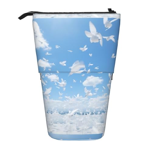 Lixlzh Teleskop-Stifttasche mit fliegendem Vogel, mit Musiknoten-Druck, Polyester, Stifthalter, Schreibwaren, Büro, Organizer-Box, Schwarz, One Size, Art-Deco von LIXLZH