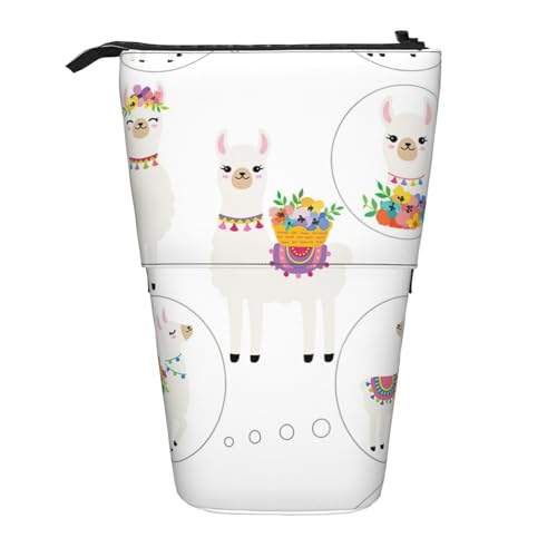 Lixlzh Teleskopisches Federmäppchen mit Lama-Druck, Polyester, Stifthalter, Schreibwaren, Büro, Organizer, Box, Schwarz, Einheitsgröße, Art-Deco, Schwarz , Einheitsgröße, Art déco von LIXLZH