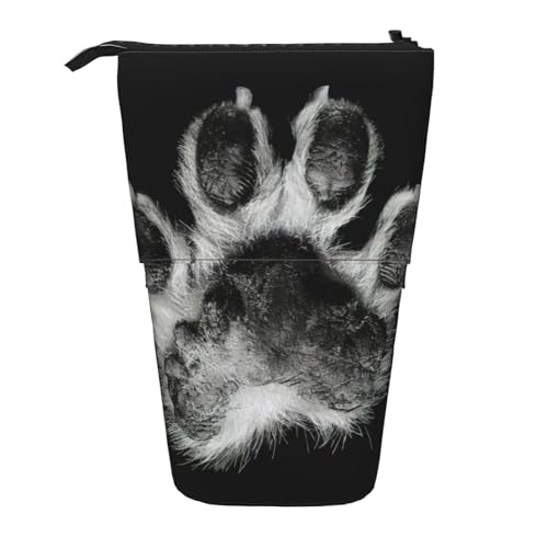 Lixlzh Teleskopisches Federmäppchen mit Pfotenabdruckmotiv, Polyester, Stifthalter, Schreibwaren, Büro, Organizer, Box, Schwarz, Einheitsgröße, Art-Deco, Schwarz , Einheitsgröße, Art déco von LIXLZH