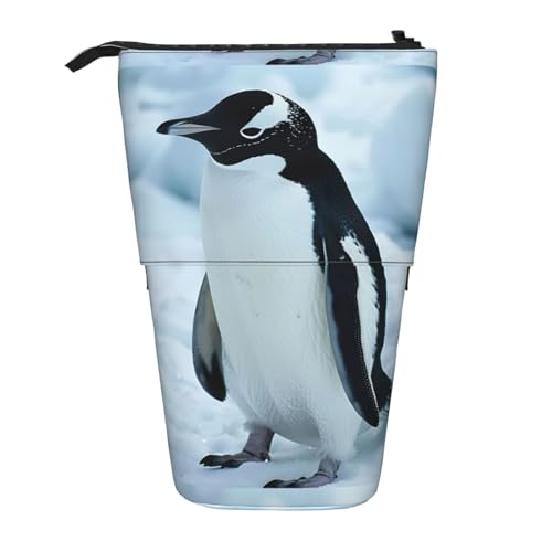 Lixlzh Teleskopisches Federmäppchen mit Pinguin-Druck, Polyester, Stifthalter, Schreibwaren, Büro, Organizer, Box, Schwarz, Einheitsgröße, Art-Deco, Schwarz , Einheitsgröße, Art déco von LIXLZH