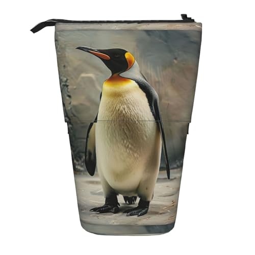 Lixlzh Teleskopisches Federmäppchen mit Pinguin-Druck, Polyester, Stifthalter, Schreibwaren, Büro, Organizer, Box, Schwarz, Einheitsgröße, Art-Deco, Schwarz , Einheitsgröße, Art déco von LIXLZH