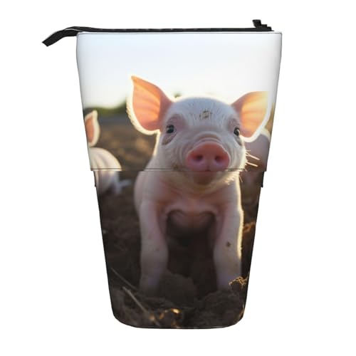 Lixlzh Teleskopisches Federmäppchen mit Schweinemotiv, Polyester, Stifthalter, Schreibwaren, Büro, Organizer, Box, Schwarz, Einheitsgröße, Art-Deco, Schwarz , Einheitsgröße, Art déco von LIXLZH