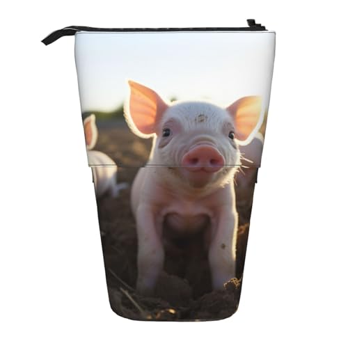 Lixlzh Teleskopisches Federmäppchen mit Schweinemotiv, Polyester, Stifthalter, Schreibwaren, Büro, Organizer, Box, Schwarz, Einheitsgröße, Art-Deco, Schwarz , Einheitsgröße, Art déco von LIXLZH
