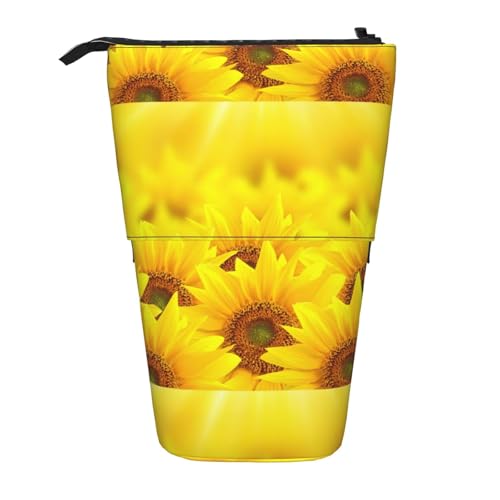 Lixlzh Teleskopisches Federmäppchen mit Sonnenblumen-Motiv, Polyester, Stifthalter, Schreibwaren, Büro, Organizer, Box, Schwarz, Einheitsgröße, Art-Deco, Schwarz , Einheitsgröße, Art déco von LIXLZH