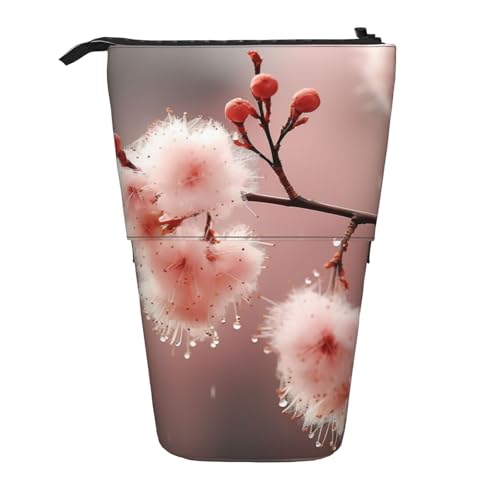 Lixlzh Teleskopisches Federmäppchen mit botanischem Blumendruck, stehend, Polyester, Stifthalter, Schreibwaren, Büro, Organizer-Box, Schwarz, One Size, Art-Deco von LIXLZH