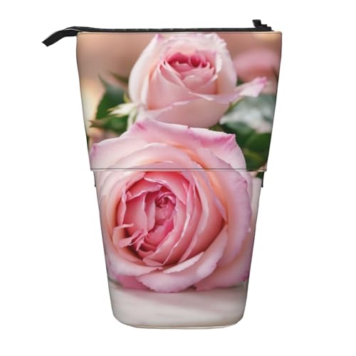 Lixlzh Teleskopisches Federmäppchen mit rotem Rosenmuster, Polyester, Stifthalter, Schreibwaren, Büro, Organizer, Box, Schwarz, Einheitsgröße, Art-Deco, Schwarz , Einheitsgröße, Art déco von LIXLZH