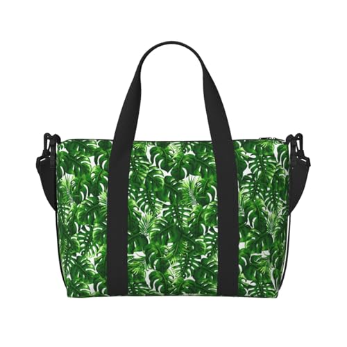 Monstera Deliciosa Wochenendtasche mit Bananenpalmendruck, Sporttasche, für Damen und Herren, Krankenhaustasche, persönliche Reisetasche, Handgepäcktasche, Schwarz, Einheitsgröße, Schwarz, One Size von LIXLZH