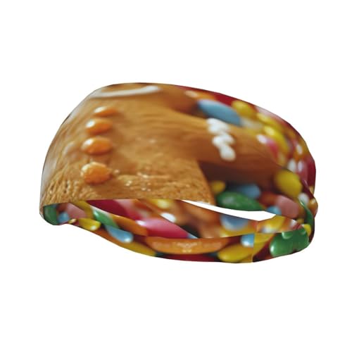 Multifunktionales Stirnband mit Lebkuchenmann-Motiv, schweißableitend, absorbierend, unisex, Workout-Stirnbänder von LIXLZH