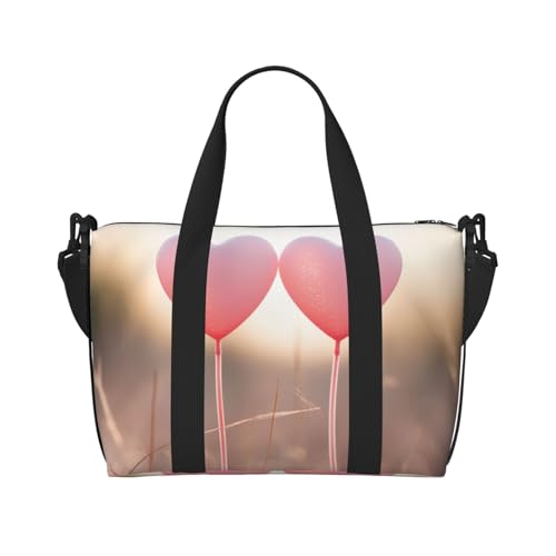 Romantische Herz-Ballon-Druck-Wochenendtasche, Sport, Turnbeutel, für Damen und Herren, Krankenhaus-Tasche, persönliche Reisetasche, Handgepäcktasche, Schwarz, Einheitsgröße, Schwarz, One Size von LIXLZH
