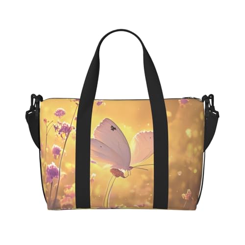 Schöne Wochenendtasche mit Schmetterlings-Aufdruck, Sport, Turnbeutel, für Damen und Herren, Krankenhaus-Tasche, persönliche Reisetasche, Handgepäcktasche, Schwarz, Einheitsgröße, Schwarz, One Size von LIXLZH