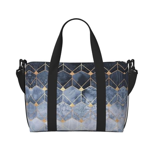 Sporttasche, Motiv: blaue Sechsecke und Diamanten, für Damen und Herren, Krankenhaustasche, persönliche Reisetasche, Handgepäcktasche, Schwarz, Einheitsgröße, Schwarz, One Size von LIXLZH