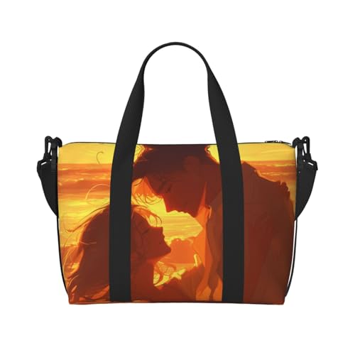 Strandtasche mit Sonnenuntergang-Druck, Sporttasche, für Damen und Herren, Krankenhaus-Tasche, persönliche Reisetasche, Handgepäcktasche, Schwarz, Einheitsgröße, Schwarz, Schwarz , Einheitsgröße von LIXLZH