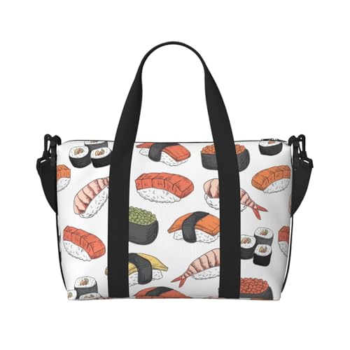 Sushi Print Weekender Bag Sport Gym Bag Damen Herren Krankenhaustasche Persönliche Reisetasche Handgepäcktasche Schwarz Einheitsgröße Schwarz Einheitsgröße, Schwarz , Einheitsgröße von LIXLZH