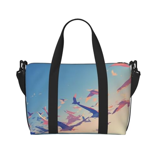 Weekender Bag Sporttasche mit Vögeln fliegen über Himmel, für Damen und Herren, Krankenhaus-Tasche, persönliche Reisetasche, Handgepäcktasche, Schwarz, Einheitsgröße, Schwarz, Schwarz , Einheitsgröße von LIXLZH