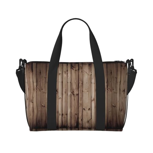 Wochenendtasche mit Holzmaserung, Sporttasche, für Damen und Herren, Krankenhaustasche, persönliche Reisetasche, Handgepäcktasche, Schwarz, Einheitsgröße, Schwarz , Einheitsgröße von LIXLZH