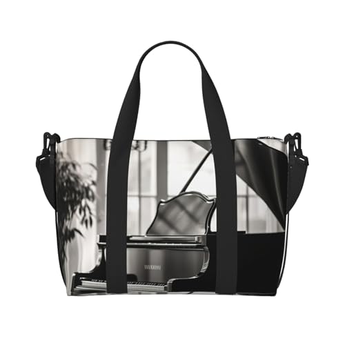 Wochenendtasche mit Klavierdruck, Sporttasche, für Damen und Herren, Krankenhaustasche, persönliche Reisetasche, Handgepäcktasche, Schwarz, Einheitsgröße, Schwarz, Schwarz , Einheitsgröße von LIXLZH