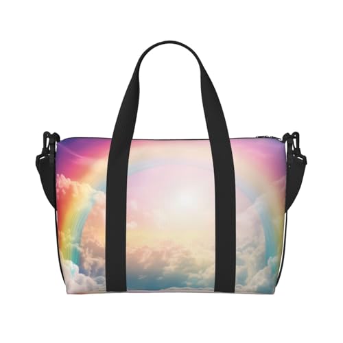 Wochenendtasche mit Regenbogen-Druck, Sporttasche, für Damen und Herren, Krankenhaustasche, persönliche Reisetasche, Handgepäcktasche, Schwarz, Einheitsgröße, Schwarz, Schwarz , Einheitsgröße von LIXLZH