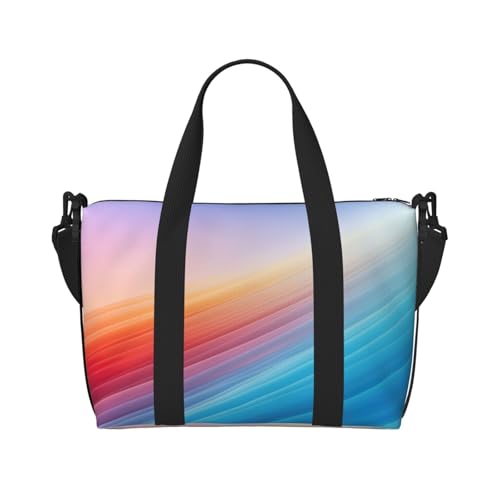Wochenendtasche mit Regenbogenstreifen, Sporttasche, für Damen und Herren, Krankenhaustasche, persönliche Reisetasche, Handgepäcktasche, Schwarz, Einheitsgröße, Schwarz, Schwarz , Einheitsgröße von LIXLZH