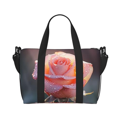 Wochenendtasche mit Rosen-Blumendruck, Sporttasche, für Damen und Herren, Krankenhaus-Tasche, persönliche Reisetasche, Handgepäcktasche, Schwarz, Einheitsgröße, Schwarz, One Size von LIXLZH
