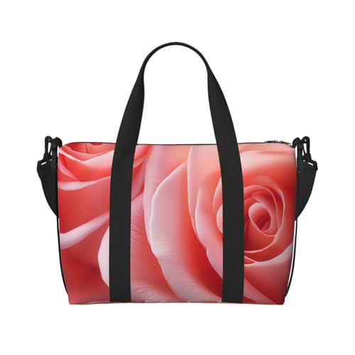 Wochenendtasche mit Rosen-Blumendruck, Sporttasche, für Damen und Herren, Krankenhaus-Tasche, persönliche Reisetasche, Handgepäcktasche, Schwarz, Einheitsgröße, Schwarz, One Size von LIXLZH