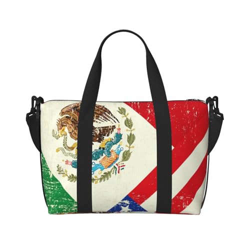 Wochenendtasche mit mexikanischer amerikanischer Weißkopfseeadlerflagge, Sport, Turnbeutel, für Damen und Herren, Krankenhaustasche, persönliche Reisetasche, Handgepäcktasche, Schwarz, Einheitsgröße von LIXLZH