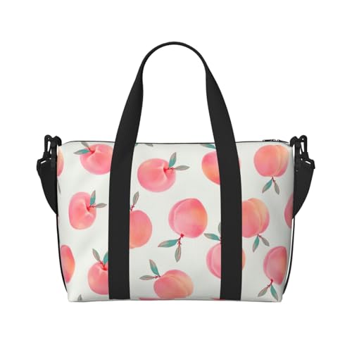 Wochenendtasche mit rotem Pfirsichdruck, Sporttasche, für Damen und Herren, Krankenhaustasche, persönliche Reisetasche, Handgepäcktasche, Schwarz, Einheitsgröße, Schwarz, One Size von LIXLZH