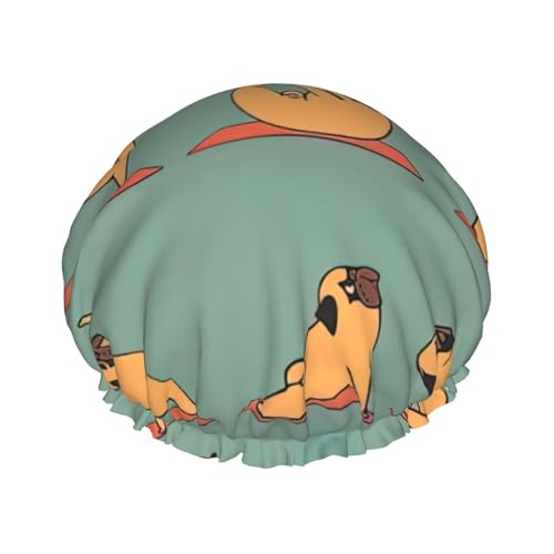Yoga-Mops-Druck, doppellagig, Duschhaube, Baden, Duschhaube, Damen, Herren, Duschhaube, Salon, Heimgebrauch Yoga-Mops-Druck, doppellagig, Duschhaube, Baden, Duschhaube, Damen, Herren, Duschhaube, Salon, Heimgebrauch von LIXLZH