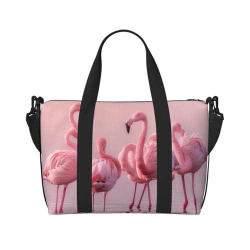 flamingos1 Wochenendtasche, Sporttasche, für Damen und Herren, Krankenhaustasche, persönliche Reisetasche, Handgepäcktasche, Schwarz, Einheitsgröße, Schwarz, Schwarz , Einheitsgröße von LIXLZH