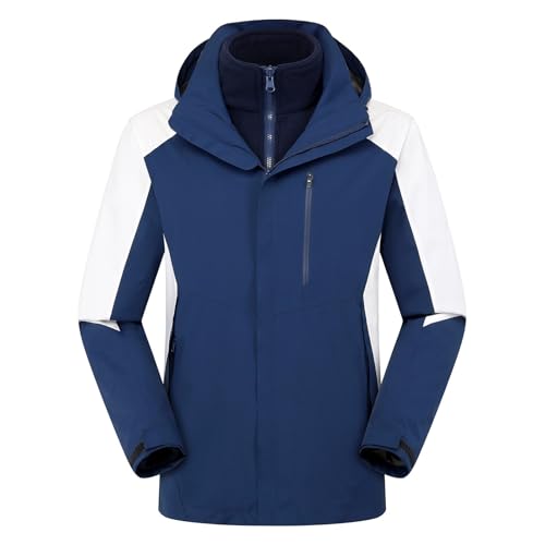 LIXQQS 3-in-1 Outdoorjacke Wasserdichte Jacke Damen: Softshelljacke mit Abnehmbarem Innenfutter und Kapuze Herbst Wintermantel (DE/NL/SE/PL, Alphanumerisch, L, Regular, Regular, Dunkelblau (unisex)) von LIXQQS