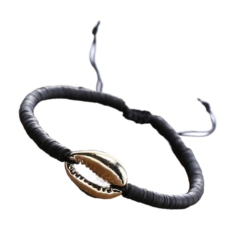 LIXSAZSE 1 Set Geflochtene Armbänder Wave Shell Armband Exotische Atmosphäre Valentinstag Handgefertigte Schmucksets für das tägliche Kleid, Schwarzes Gold LIXSAZSE 1 Set Geflochtene Armbänder Wave Shell Armband Exotische Atmosphäre Valentinstag Handgefertigte Schmucksets für das tägliche Kleid, Schwarzes Gold von LIXSAZSE