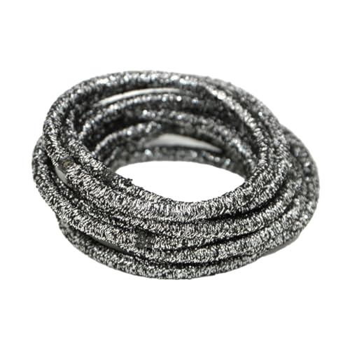 LIXSAZSE 10 Stück Haargummis Elastisch Verstellbare Dekorative Solide Schützende Dicke Halter Haargummis für Damen Accessoires, Silber schwarz von LIXSAZSE