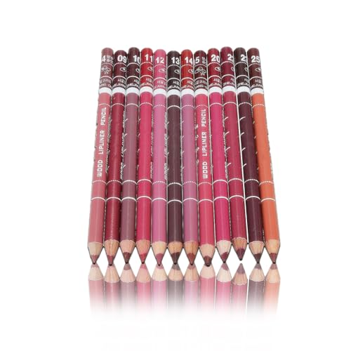 LIXSAZSE 12 Stücke Lip Liner Bleistift Langlebig DIY Kontur Eyeliner Stift Natürliche Farbe Tasche Frauen Lippenstift Kosmetik mit Deckel von LIXSAZSE