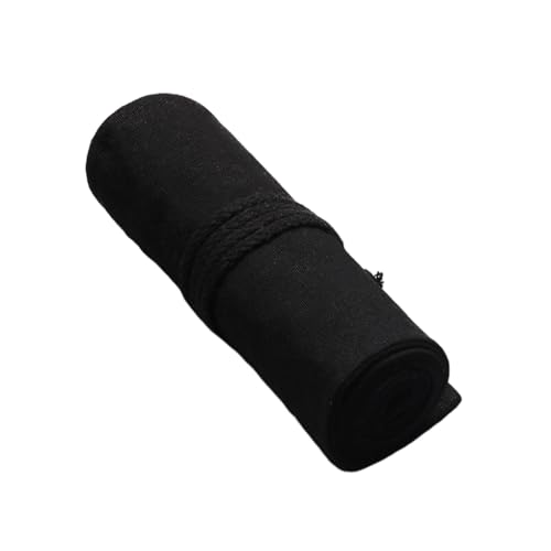 LIXSAZSE Aufrollbare Leinwand Bleistifttasche für Stifte oder Malutensilien, kein Durcheinander, Polyester Federmäppchen, Schreibwaren, Stifttasche, Löcher zur Befestigung, Schwarz, Zwei"und"siebzig von LIXSAZSE