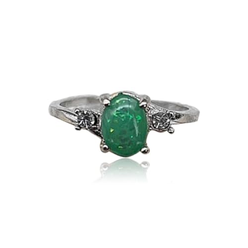 LIXSAZSE Damen Silber Ring Mode Ringe Freundin Braut Geschenk Schmuck Zubehör Hochzeitstag Vorschlag Verlobung, Grün, Größe 9 von LIXSAZSE