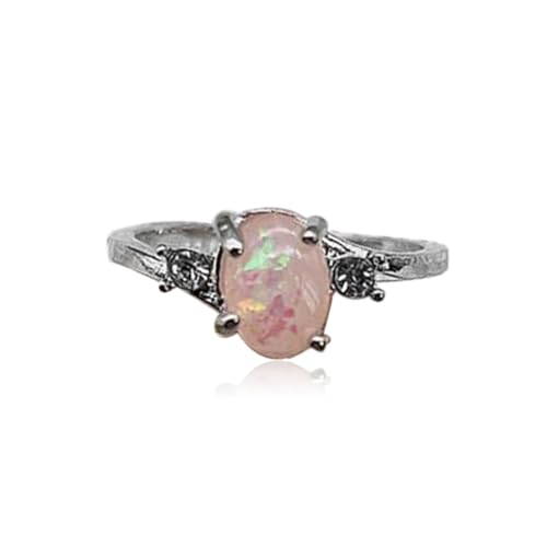 LIXSAZSE Damen Silber Ring Mode Ringe Freundin Braut Geschenk Schmuck Zubehör Hochzeitstag Vorschlag Verlobung, Rosa, Größe 6 von LIXSAZSE