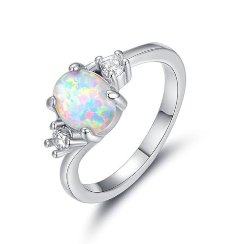 LIXSAZSE Damen Silber Ring Mode Ringe Freundin Braut Geschenk Schmuck Zubehör Hochzeitstag Vorschlag Verlobung, Weiß, Größe 11 von LIXSAZSE