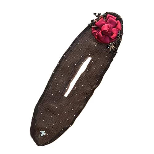LIXSAZSE Einzigartiges Haarwerkzeug für Frauen, Mesh, nicht leicht zu lösende Haarsträhnen, Gaze Haargummi und Haarnadel für Frauen, Haar Accessoire, Rot von LIXSAZSE