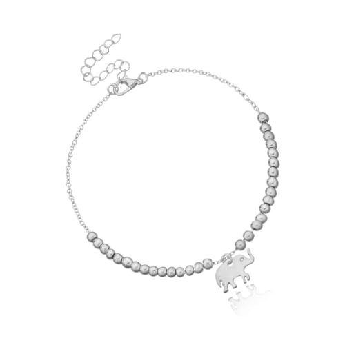 LIXSAZSE Elefant Fußkettchen Perlen verstellbar Gold Silber Universalkette Damen Accessoires Fußkettchen zum Valentinstag, Silber von LIXSAZSE