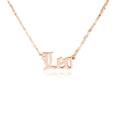 LIXSAZSE Englisch Buchstabe Zwölf Sternzeichen Konstellationen Thema Freundschaft Halskette Ins Schmuck Kette Charm DIY Chic Anhänger Roségold, Löwe von LIXSAZSE