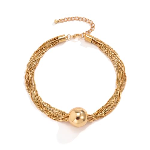 LIXSAZSE Frauen Halskette verdrehter Kettenkragen geschichtet Geburtstagsfeier Hochzeit verstellbarer Halsreif personalisierter Schmuck weiblich, Weiß K von LIXSAZSE