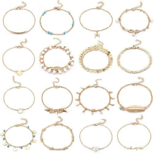 LIXSAZSE Fußkettchen Muschel Strand Kreative Fußketten Zarte Farbechter Langlebiger Körperschmuck Bequeme Fußkettchen für Mädchen, Geben Sie 6 ein von LIXSAZSE