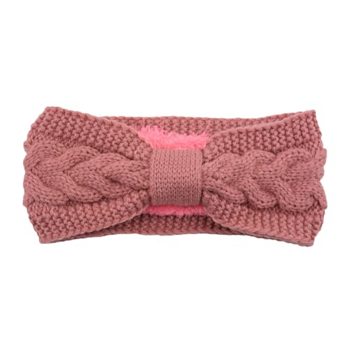 LIXSAZSE Gehäkelte Stirnbänder Winter Winddichte Elastische Bowknot Breite Haarbänder Ohrenwärmer Stirnband Haarstyling Zubehör Geschenke für Frauen, Haut rosa von LIXSAZSE