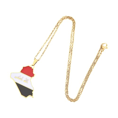 LIXSAZSE Geschenkideen Irak Modekunst Syrien mit Flagge Kreativer Kartenanhänger Halskette Premium Edelstahl Einzigartig und zart, Gold von LIXSAZSE