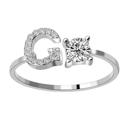 LIXSAZSE Großbuchstabe Offener Ring Tragbare Verlobungsringe Reisen Büro Einkaufen Zier Make up Schmuck Festival Geschenke, Buchstabe G von LIXSAZSE