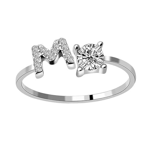 LIXSAZSE Großbuchstabe Offener Ring Tragbare Verlobungsringe Reisen Büro Einkaufen Zier Make up Schmuck Festival Geschenke, Buchstabe M von LIXSAZSE